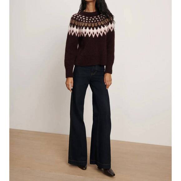 NEW VERONICA BEARD anne fairisle pullover in multi brown